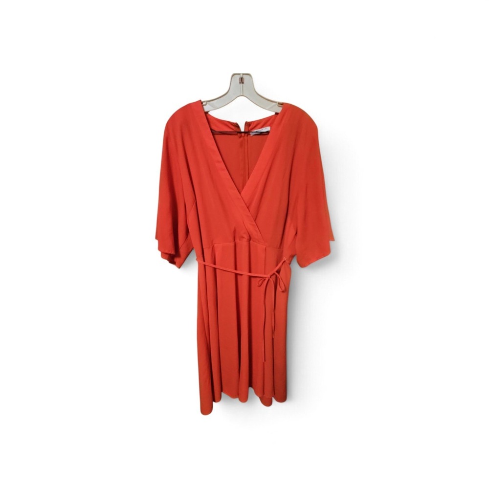 Glamorous Curve Orange V-Neck Wrap Style Short Sleeve Mini Dress Size 18 0516